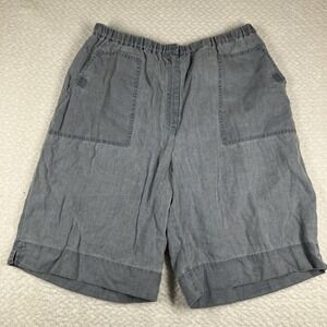 Vintage Y2K 90s Valerie Stevens Women's 100% Linen Gray Dad Casual Shorts Sz 10